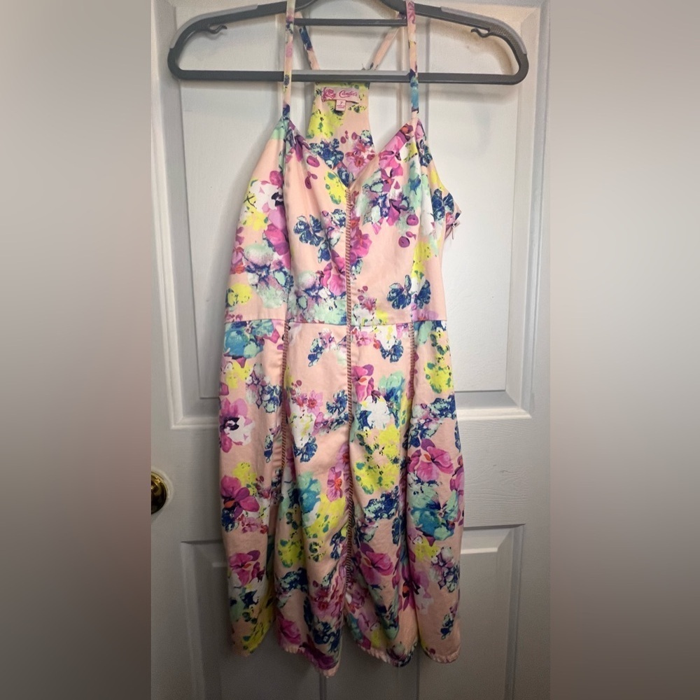 Candie's Pink Floral Dress with Halter Neckline